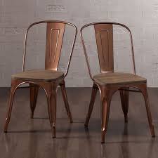 Copper Dining Chair Set Of 2 Rustic Vintage Metal Wood Seat Industrial Bistro Unbranded Indus Bistro Chairs Rustic Industrial Dining Chair Metal Dining Bench