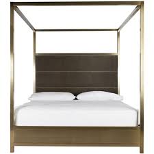Lend an air of drama and elegance to your bedroom décor with this canopy bed. Ramiro Modern Classic Grey Velvet Gold Metal Canopy Bed California King Cal King Kathy Kuo Home