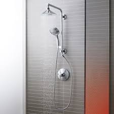 View The Kohler Moxie Hydrorail Custom Shower System Moxie Hydrorail Custom Shower System With Flipside Handshower A Shower Systems Kohler Shower Custom Shower