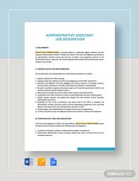 Interested in reading an administrative assistant resume sample before crafting your own? 13 Administrative Assistant Job Description Templates Free Pdf Google Docs Apple Pages Format Download Free Premium Templates