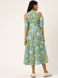 1,000+ vectors, stock photos & psd files. Turquoise Floral Cold Shoulder Midi Kurta Dress