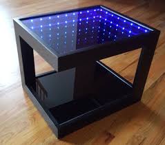 Black Coffee Table With Cool Illusion Lights Featuring Infinity Mirror Effect Black Coffee Tables Infinity Table Infinity Mirror