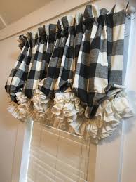 Black And Cream Buffalo Check Curtains Black And Cream Buffalo Check Balloon Curtain With Cream Etsy In 2020 Balloon Curtains Cheap Decor Curtains