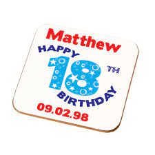 Whether it's someone's 16th birthday or 50th, we have an array of gifts to suit all ages and people, from a personalised shot glass to a personalised people say that age is simply a number, but we all know that it's nice to receive something special on the day of the year that you celebrate on, that's. Boys Happy 18th Birthday Personalised Coaster Boyfriend Son His Birthday Gift Buy Online In Bosnia And Herzegovina At Bosnia Desertcart Com Productid 55261252