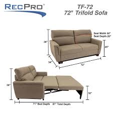 Optional for fold up lock function. Recpro Michael 72 Ez Out Trifold Sleeper Sofa In Cloth Recpro