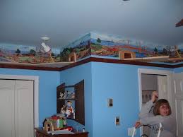 Train Track Around The Room With Tunnels Model Trains Train Layouts Train Room