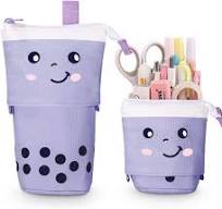 OKWISH Federmäppchen Reißverschluss,Teleskopisch Mäppchen,2-in-1  Standmäppchen,Federtasche Mädchen,Schüttelpenal Teenager für Mädchen  Geschenke Lila