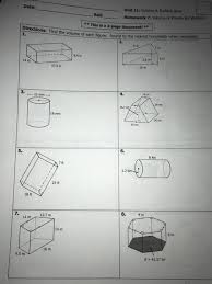 9.) cameron makes a glass cylinder that has a diameter of 6 in. Solved Date Bell Unit 11 Volume Surface Area Homewor Chegg Com