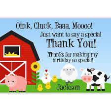 Farm Thank You Card Barn Animals Pig Chicken Sheep And Cow Personalized Birthday P Farm Birthday Invitation Farm Theme Birthday Animal Birthday Invitation