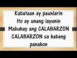 Maybe you would like to learn more about one of these? Calabarzon Hymn Youtube