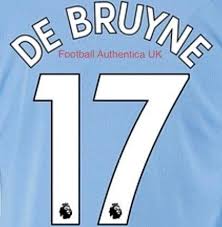 His jersey number number is #7. 2019 20 21 Manchester City Home Away Shirt De Bruyne 17 Official Football Name Number Set
