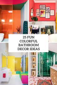 You can take sunny yellow, orange, red, pink, emerald, electric blue or any other bright color you like and add white or some other neutrals to it to achieve a super bold look. 25 Fun Colorful Bathroom Decor Ideas Digsdigs