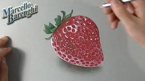 How To Draw A 3d Strawberry Illusion Drawings Watercolor Paintings Tutorials Strawberry Drawing