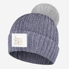Love Your Melon Mako Rose Foil Pom Beanie Light Charcoal Faux Pom Love Your Melon Hats Love Your Melon Beanie Love Your Melon