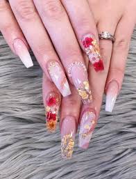 The aboriginal versions were annihilation added than pieces of artificial shaped like fingernails. Dried Flowers Encapsulated Summer Acrylic Nails Long Acrylic Nails Coffin Nails Designs