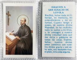 Pierna derecha y enviado a loyola. Estampa Plastificada San Ignacio De Loyola 7 Cm 4 5 Cm