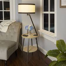 Brown shelf lamp with usb + usbc. Aiden Side Table Floor Lamp With Usb Port Floor Lamp Table Floor Lamp Mid Century Chair Styles