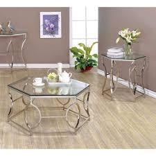 Metal base with black powdercoat finish. Furniture Of America Martello Contemporary 2 Piece Chrome Glass Coffee Table Set Buy Online In Angola At Angola Desertcart Com Productid 70835983