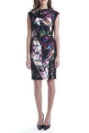Joseph Ribkoff Black Multi Watercolor Floral Cowl Collar Sheath Dress 184643 New Ebay Sleeveless Sheath Dress Bodycon Dresses Uk Stretchy Bodycon Dress