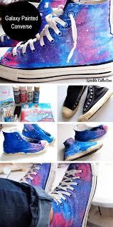 This project provides a unique way to express yourself, and besides being super… Galaxy Painted Converse Http Www Sparklecollective Com Galaxy Painted Converse Diy Diy Shoes Diy Painted Converse Refashion Clothes