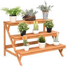 Wooden plant flower herb display stand shelf storage rack outdoor 3 tier holder. Costway 3 Tier Wood Plant Stand Flower Pot Holder Shelf Display Rack Stand Step Ladder Plant Shelves Aliexpress