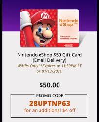A nintendo eshop card is the perfect gift for anyone who wants to have fun and loves to play! Wario64 On Twitter Nintendo Eshop 50 Gift Card Code Is 46 At Newegg W Code 28uptnp63 Https T Co E0a1ecmguc