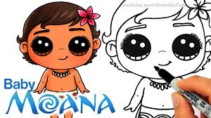 Caran d'ache easy step by step drawing on how to draw baby moana, you can pause the video at every step to follow the. How To Draw Baby Moana Step By Step Cute Disney Princess Youtube