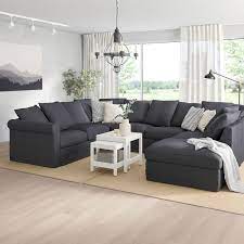 Gronlid Sofa U Form 6 Sitzig Ohne Abschluss Sporda Dunkelgrau Ikea Osterreich Graue Couch Wohnzimmer U Formiges Sofa Wohnzimmer Grau