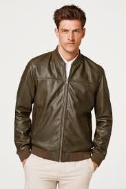 Esprit Bomber Jacket With Knitted Trims In Nappa Leather Kurtka