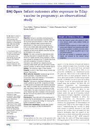 Pdf Infant Outcomes After Exposure To Tdap Vaccine In Pregnancy An Observational Study