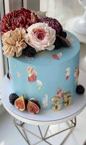 Birthday cakes are often layer cakes with frosting served with small lit candles on top representing the celebrant's age. 54 Jaw Droppingly Beautiful Birthday Cake Blue Cake With Fresh Flowers