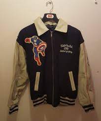 Ecko Marvel Captain America Leather Jacket Letterman S Jacket Avengers Rare Ebay Link Captain America Leather Jacket Jackets Avengers Outfits