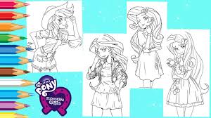 My little pony equestria girls coloring. Coloring Anime Mlp Equestria Girls Fluttershy Rarity Sunset Shimmer Apple Jack Coloring Pages Youtube