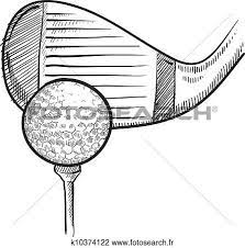 Tee Golf Et Club Croquis Clipart K10374122 Art De Golf Griffonnages Peinture Decorative