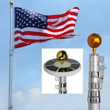 Flagpole with light on top. Mega Brands Mb 25ft Solar Telescopic 16 Gauge Aluminum Flag Pole With Solar Lights For Sale Online Ebay