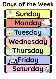 Great for encouraging word and number recognition! Days Of The Week Laminated Wall Chart Flash Cards Educational Chart A4 Size Bond Paper For Kids Toddlers Lazada Ph