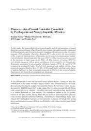 Pdf Characteristics Of Sexual Homicides Committed By Psychopathic And Nonpsychopathic Offenders