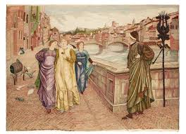 Embroidery, 'The meeting of Beatrice and Dante'