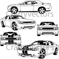 Black And White Dodge Challenger Clipart Dodge Challenger 2014 Vector File Etsy In 2020 Dodge Challenger Challenger Dodge