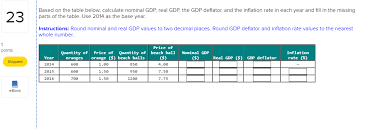 The concept of gdp deflator is a very important economic metric as it helps in capturing the changes in the price level in an economy by measuring all the factors of the gdp. 23 Based On The Table Below Calculate Nominal Gdp Chegg Com