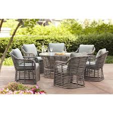 Hampton Bay Cane Crossing All Weather Wicker 44 In Round Patio Chat Table 153 105 44ct The Home Depot Hampton Bay Wicker Dining Set Patio