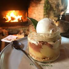Warm Rhubarb Apple Crumble With Ginger Nut Biscuit Creme Anglaise Sticky Date Charliesgelato Ginger Nut I Rhubarb And Apple Crumble Nut Dessert Ginger Nut