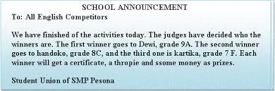 Maybe you would like to learn more about one of these? Announcement Text Jawaban Announcing Competition Result Englishahkam