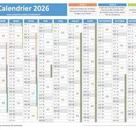 Calendrier 2026 avec vacances scolaires et jours fériés à ...