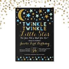 Printable Boy Birthday Invitation Card Twinkle Twinkle Little Star First Birthday Invitation Blue And Gold Twinkle Twinkl Birthday Invitations Star Baby Shower Invitations 1st Birthday Invitations