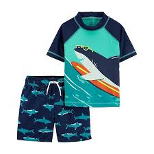 Baby Boy Carter S Shark Rash Guard Top Swim Trunks Set