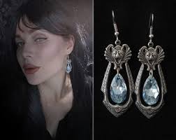 Bat Earrings , Gothic Earrings , Bat Jewelry , Gothic Victorian Earrings  With Crystal , Goth Jewelry , Vampire Jewelry , Halloween Earrings