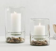 These modern hurricane glass holders are gorgeous for wedding aisle decorations, pew home decor. Recycled Glass Display Hurricane Pottery Barn