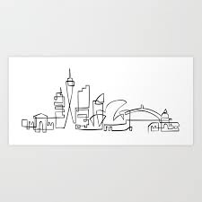 Sydney Skyline In One Stroke Art Print Sydney Skyline Art Prints One Stroke