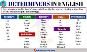 Determiners Definition Useful List Examples In English English Study Online Determiners English Study Learn English Vocabulary